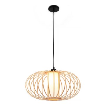 Briloner 4759011 - Lámpara colgante suspendida por cable 1xE27/10W/230V negro/bambú