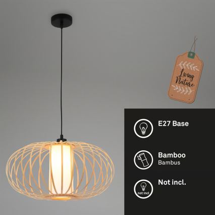 Briloner 4759011 - Lámpara colgante suspendida por cable 1xE27/10W/230V negro/bambú