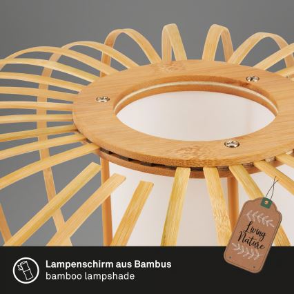 Briloner 4759011 - Lámpara colgante suspendida por cable 1xE27/10W/230V negro/bambú