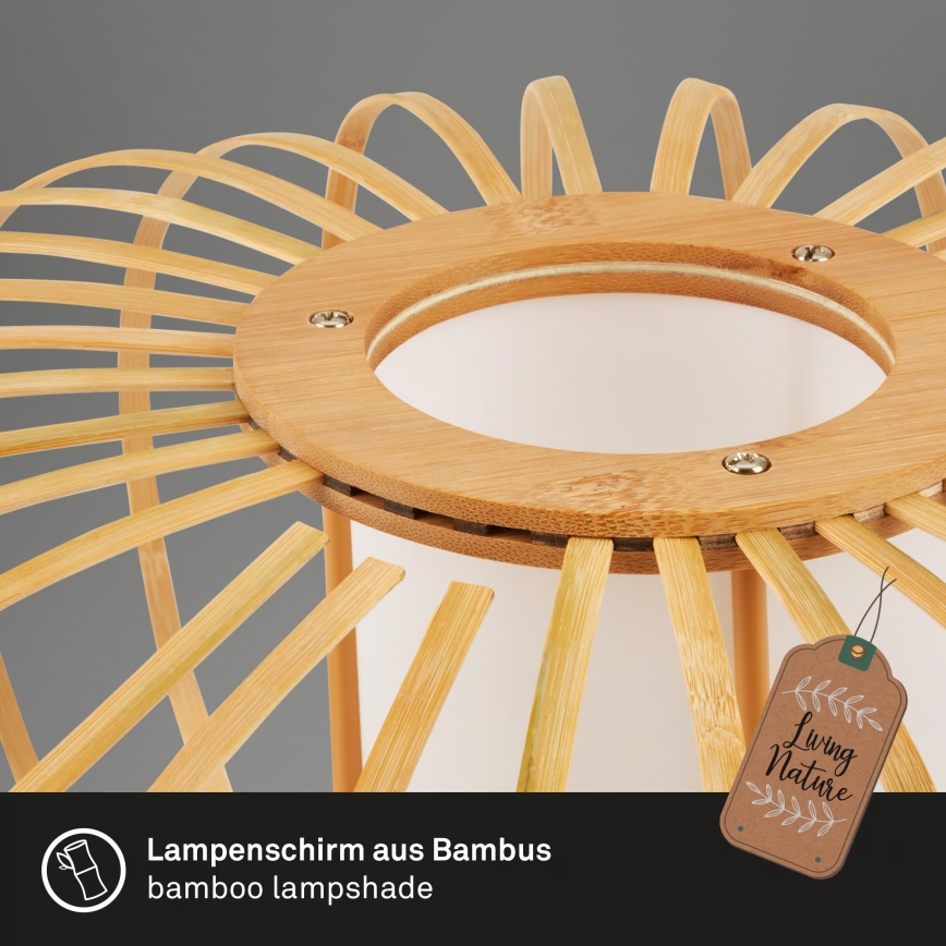 Briloner 4759011 - Lámpara colgante suspendida por cable 1xE27/10W/230V negro/bambú