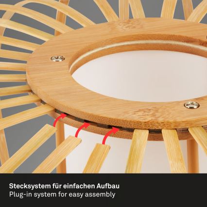 Briloner 4759011 - Lámpara colgante suspendida por cable 1xE27/10W/230V negro/bambú