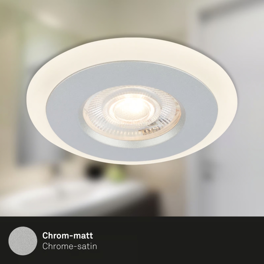 Briloner 7039034 - Set de 3 downlights empotrables LED para baño, 3xLED/5W/230V, IP44, cromo mate