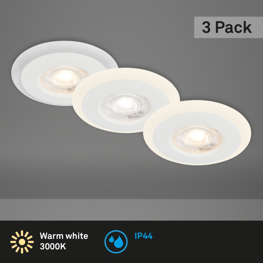 Briloner 7039036 - Juego de 3 downlights empotrados para baño 3xLED/5W/230V IP44 blanco