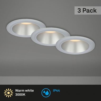 Briloner 7041-034 - SET 3x Lámpara empotrable de baño LED LED/4,9W/230V IP44 plata