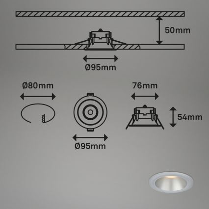 Briloner 7041-034 - SET 3x Lámpara empotrable de baño LED LED/4,9W/230V IP44 plata
