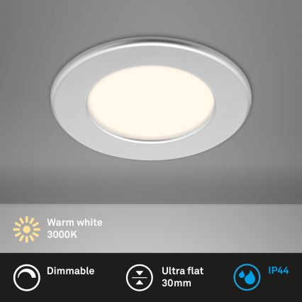 Briloner 7049014 - Luminaria empotrada LED regulable para baño LED/6W/230V 3000K IP44 cromo mate