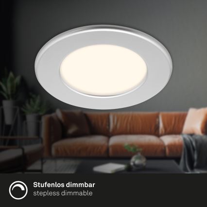 Briloner 7049014 - Luminaria empotrada LED regulable para baño LED/6W/230V 3000K IP44 cromo mate