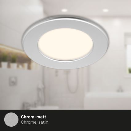 Briloner 7049014 - Luminaria empotrada LED regulable para baño LED/6W/230V 3000K IP44 cromo mate