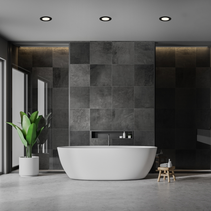 Briloner 7049015 - Luminaria empotrable LED regulable para baño LED/6W/230V 3000K IP44 negro