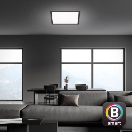 Briloner 7060-015 - Panel LED SLIM regulable de montaje en superficie, 22 W/230 V, 2700–6500 K, 42x42 cm, negro, Wi-Fi Tuya + mando a distancia