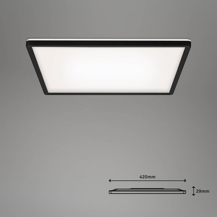 Briloner 7060-015 - Panel LED SLIM regulable de montaje en superficie, 22 W/230 V, 2700–6500 K, 42x42 cm, negro, Wi-Fi Tuya + mando a distancia