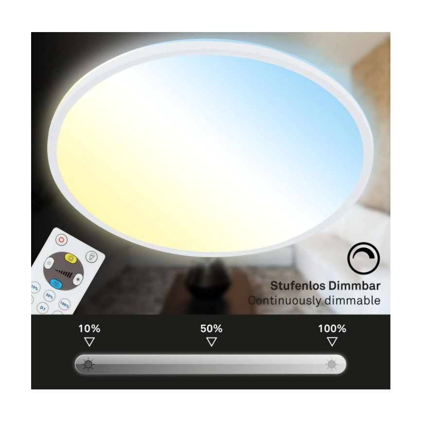 Briloner 7079-016 - Plafón LED regulable SLIM LED/18W/230V 2700-6500K + control remoto