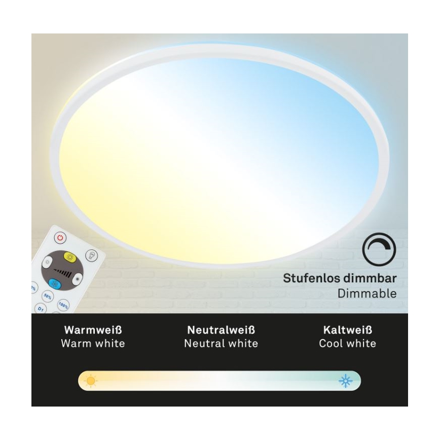 Briloner 7079-016 - Plafón LED regulable SLIM LED/18W/230V 2700-6500K + control remoto