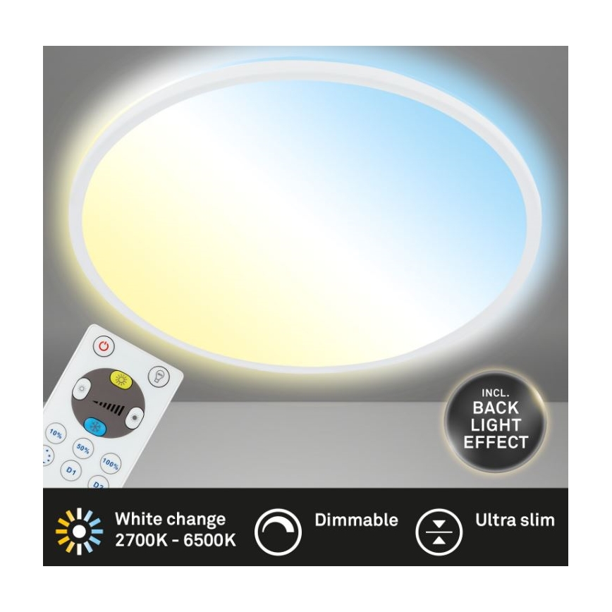 Briloner 7079-016 - Plafón LED regulable SLIM LED/18W/230V 2700-6500K + control remoto