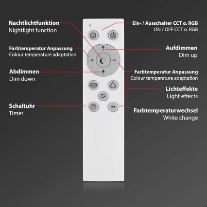 Briloner 7087-016 - LED RGBW Lámpara regulable SMART LED/24W/230V 3000-6500K Wi-Fi Tuya + control remoto