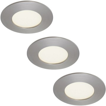 Briloner 7103432 - Juego de 3 downlights LED empotrables regulables para baño LED/4,9W/230V IP44 cromo mate