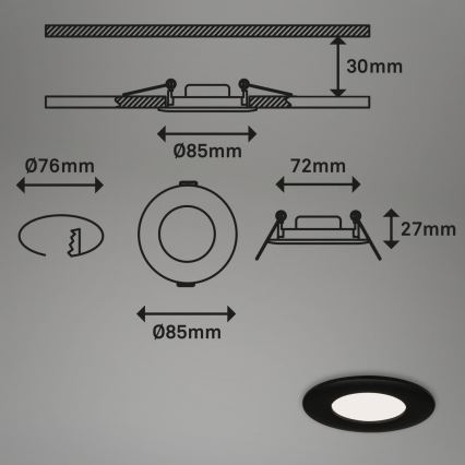 Briloner 7113-415 - Lámpara empotrable de baño LED FLAT LED/5W/230V IP44