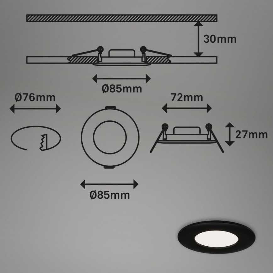 Briloner 7113-415 - Lámpara empotrable de baño LED FLAT LED/5W/230V IP44