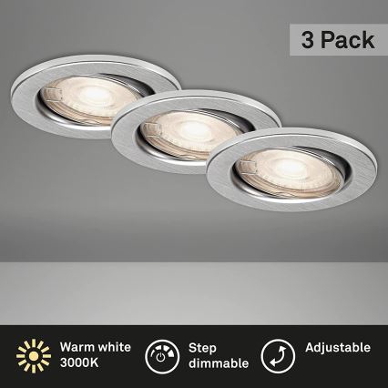Briloner 7149-039 - Juego de 3 luces LED regulables para baño 1xGU10/5W/230V IP23