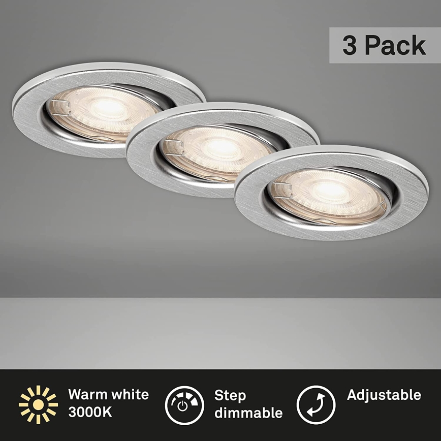 Briloner 7149-039 - Juego de 3 luces LED regulables para baño 1xGU10/5W/230V IP23