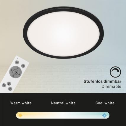 Briloner 7168-015 - Plafón LED regulable PIATTO LED/22W/230V 3000-6500K diá. 40 cm negro + control remoto