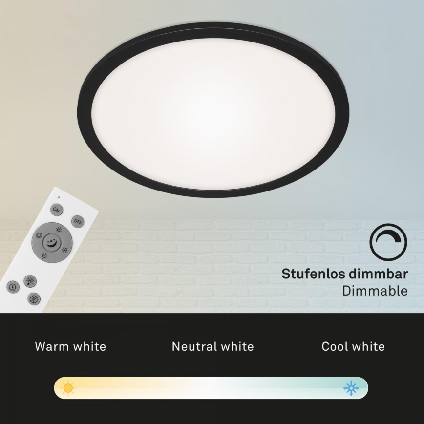 Briloner 7168-015 - Plafón LED regulable PIATTO LED/22W/230V 3000-6500K diá. 40 cm negro + control remoto