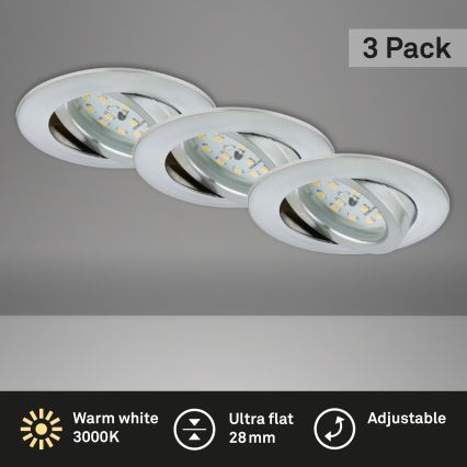 Briloner 7209-039 - Juego de 3 luminarias LED empotrables para baño ATTACH LED/5W/230V IP23 cromo mate
