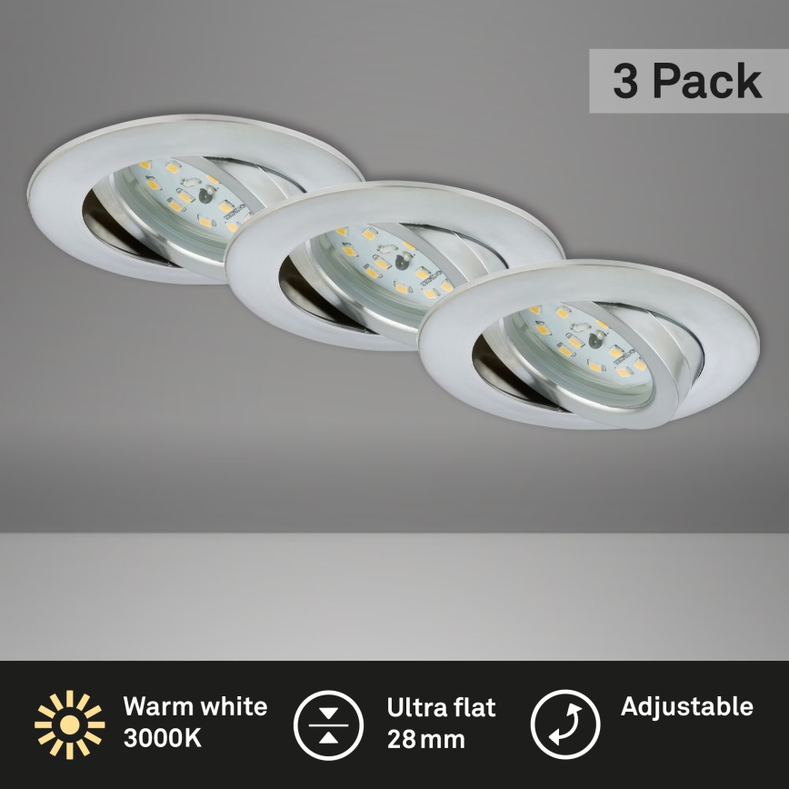 Briloner 7209-039 - Juego de 3 luminarias LED empotrables para baño ATTACH LED/5W/230V IP23 cromo mate