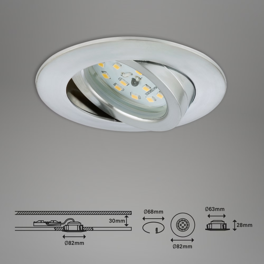 Briloner 7209-039 - Juego de 3 luminarias LED empotrables para baño ATTACH LED/5W/230V IP23 cromo mate