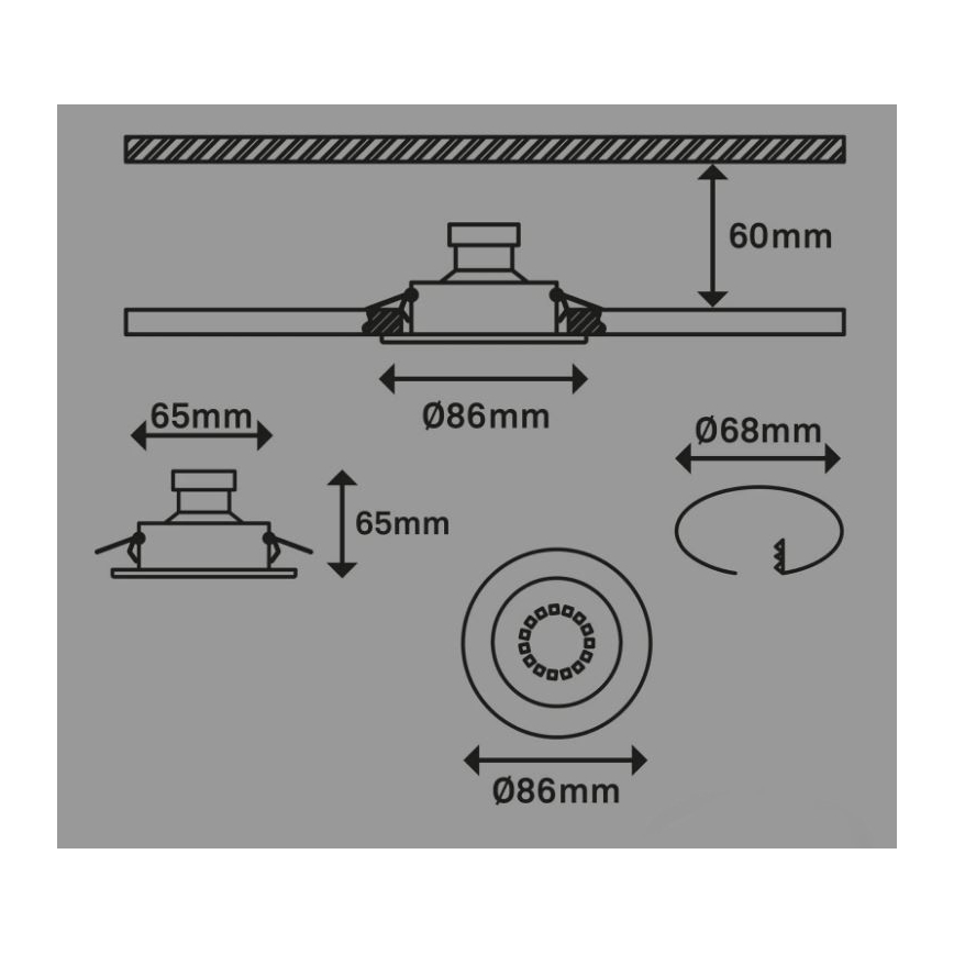Briloner 7221-032 - SET 3x Lámpara empotrada LED para baños 1xGU10/3W/230V IP23 cromo mate