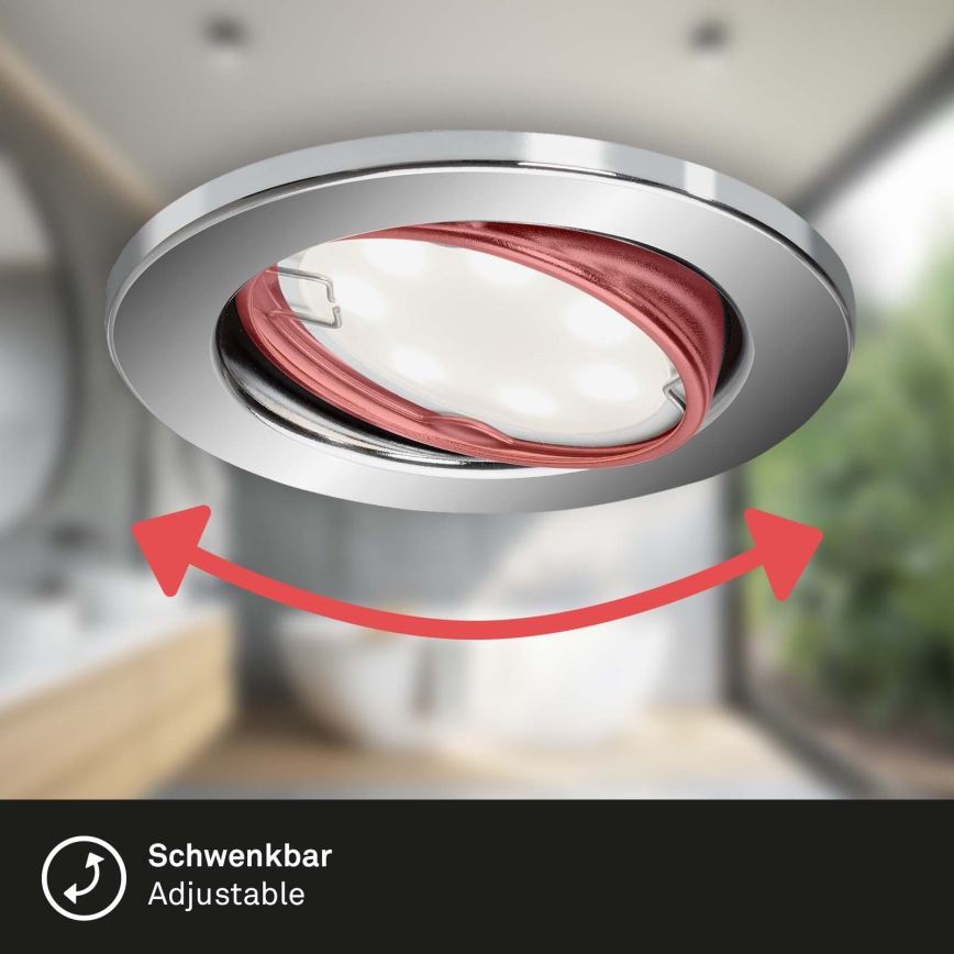Briloner 7221-038 - SET 3x Lámpara empotrada LED para baños 1xGU10/3W/230V IP23 cromo brillante