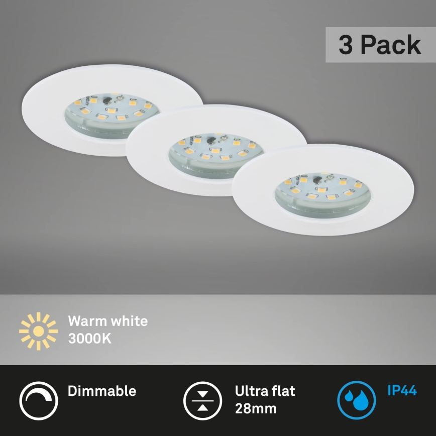 Briloner 7231-036 - SET 3x Lámpara empotrable de baño LED regulable LED/5,5W/230V IP44