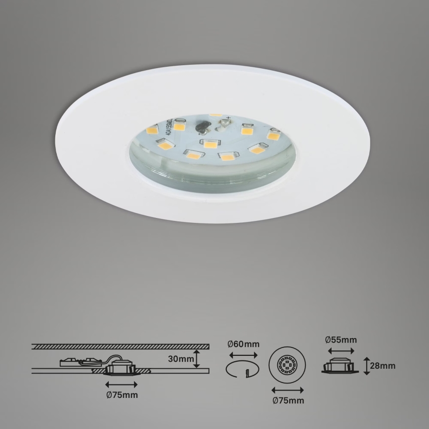 Briloner 7231-036 - SET 3x Lámpara empotrable de baño LED regulable LED/5,5W/230V IP44