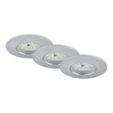 Briloner 7231-039 - Juego de 3 focos empotrados LED regulables para baño, LED/5,5W/230V, IP44, cromo mate