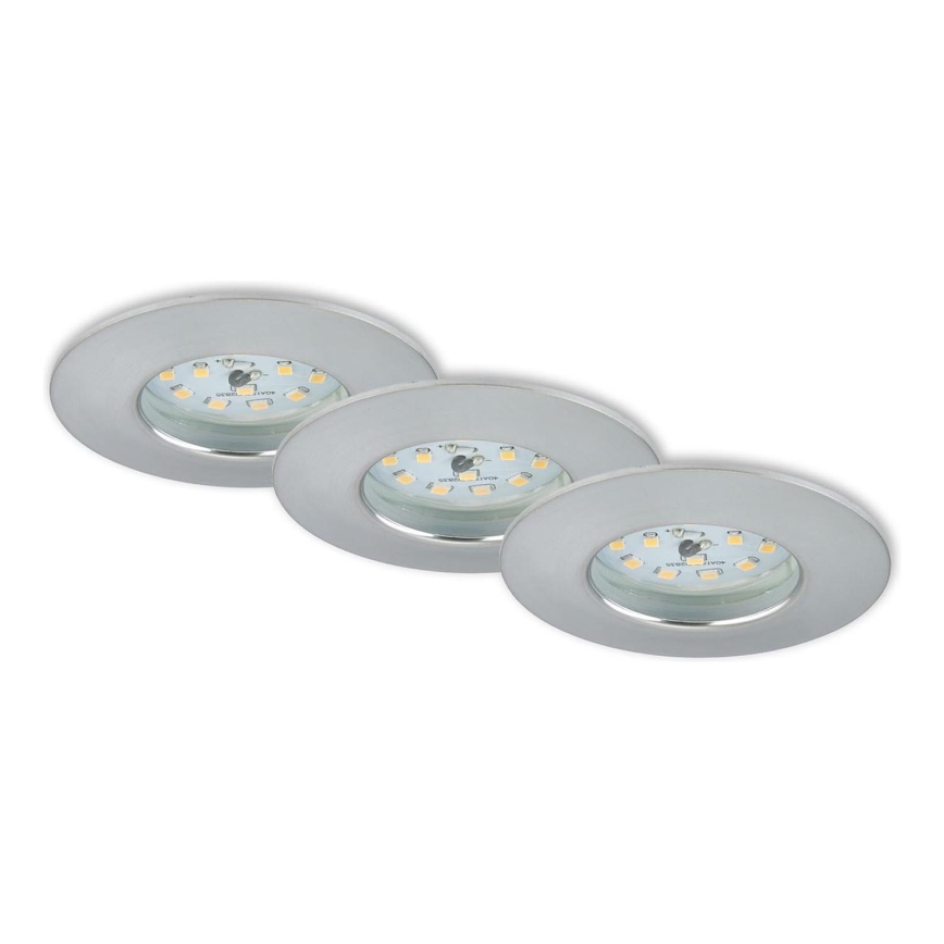 Briloner 7231-039 - Juego de 3 focos empotrados LED regulables para baño, LED/5,5W/230V, IP44, cromo mate