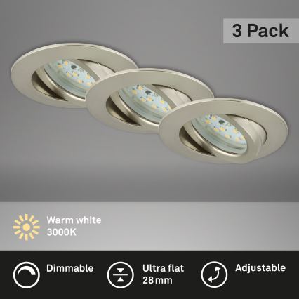 Briloner 7232-032 - Juego de 3 empotrables LED regulables para baño ATTACH LED/5,5W/230V IP23