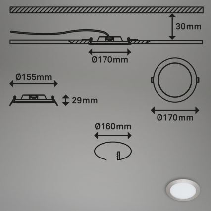Briloner 7286-012 - Lámpara empotrable de baño LED LED/12W/230V IP44