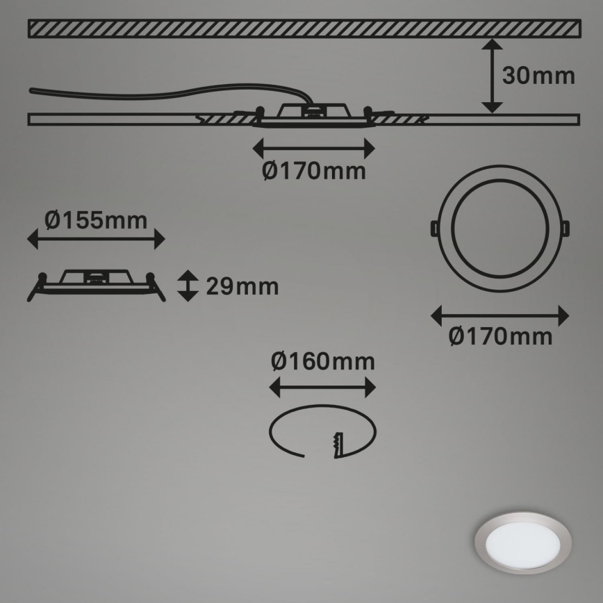 Briloner 7286-012 - Lámpara empotrable de baño LED LED/12W/230V IP44