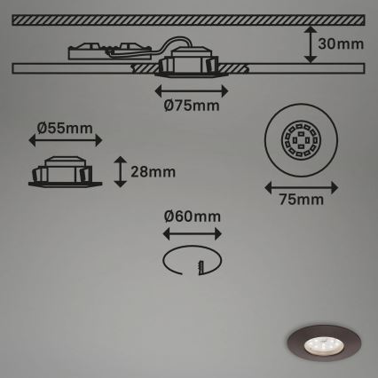 Briloner 7295-031 - SET 3x Lámpara empotrable de baño LED regulable ATTACH LED/6,5W/230V IP44