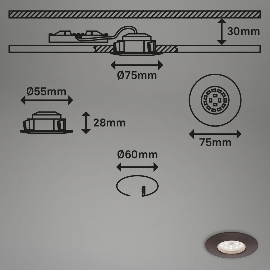 Briloner 7295-031 - SET 3x Lámpara empotrable de baño LED regulable ATTACH LED/6,5W/230V IP44