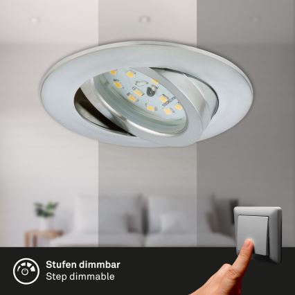 Briloner 7296-019 - Lámpara de baño empotrable LED regulable LED/6,5W/230V IP23