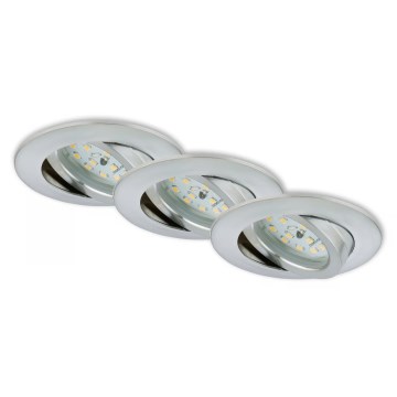 Briloner 7296-039 - Juego de 3 focos empotrables LED regulables para baño LED/6,5W/230V 3000K IP23 cromo mate
