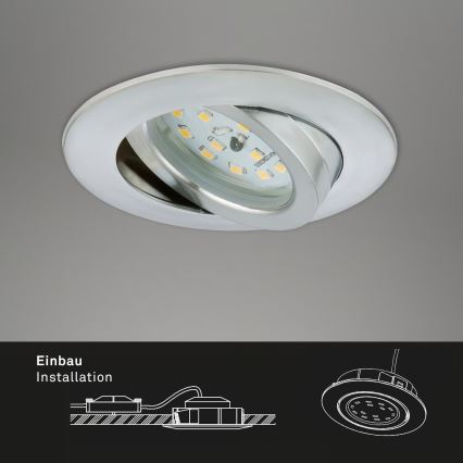 Briloner 7296-039 - Juego de 3 lámparas LED empotrables regulables para baño 1xLED/6,5W/230V 3000K IP23 cromo mate
