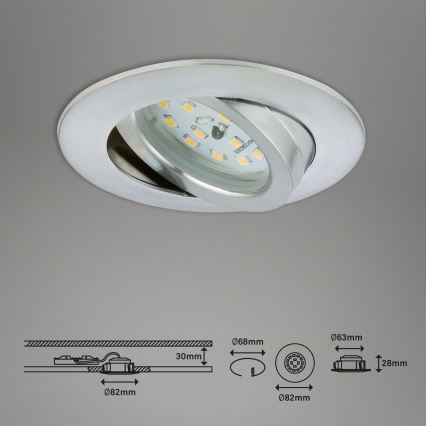 Briloner 7296-039 - Juego de 3 focos empotrables LED regulables para baño LED/6,5W/230V 3000K IP23 cromo mate