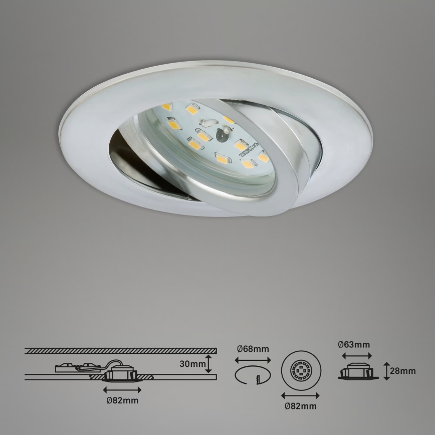 Briloner 7296-039 - Juego de 3 focos empotrables LED regulables para baño LED/6,5W/230V 3000K IP23 cromo mate