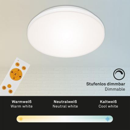 Briloner 7377-016 - Plafón LED regulable LED/12W/230V 3000-6500K + control remoto