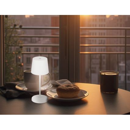 Briloner 7423016 - Lámpara de mesa exterior recargable LED regulable LED/2,6W/5V 2000mAh IP44 blanca