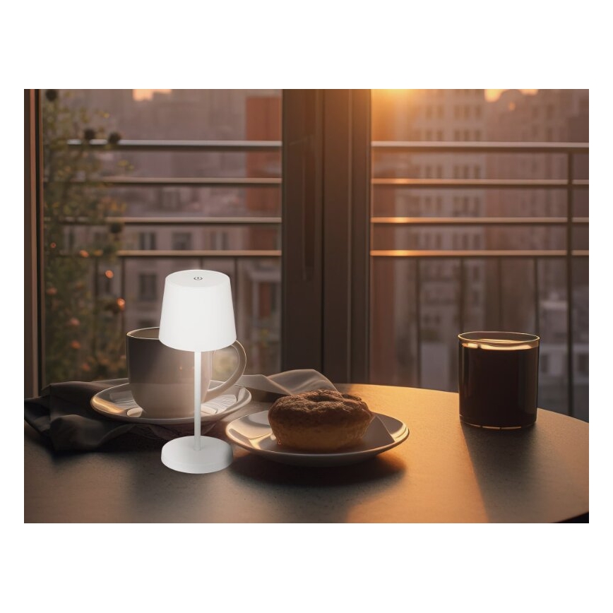 Briloner 7423016 - Lámpara de mesa exterior recargable LED regulable LED/2,6W/5V 2000mAh IP44 blanca