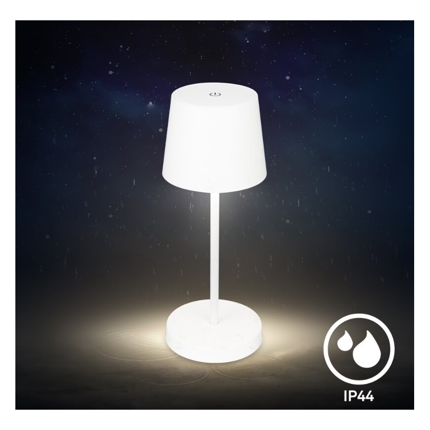 Briloner 7423016 - Lámpara de mesa exterior recargable LED regulable LED/2,6W/5V 2000mAh IP44 blanca