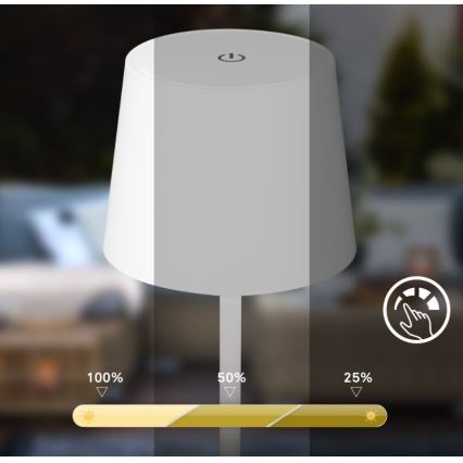 Briloner 7423016 - Lámpara de mesa exterior recargable LED regulable LED/2,6W/5V 2000mAh IP44 blanca